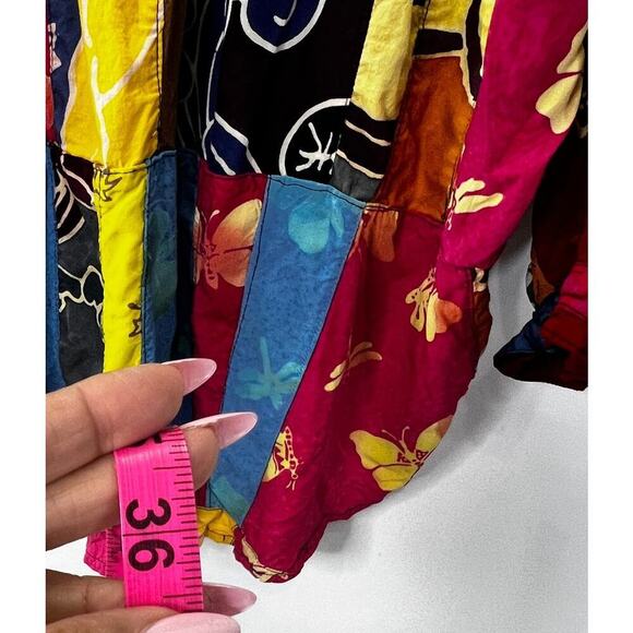 Vintage 80's Patchwork Webebop Plus Size 1X Oversized Top Blouse - Picture 3 of 5